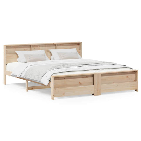 vidaXL Bed Frame with Headboard Brown 200 x 200 cm Solid pine wood