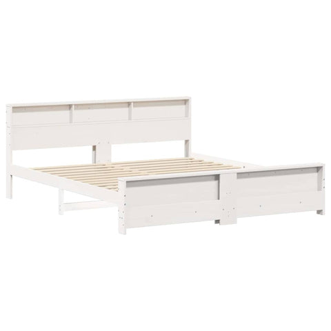vidaXL Bed Frame with Headboard White 200 x 200 cm Solid pine wood