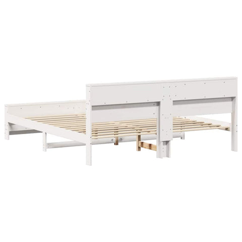 vidaXL Bed Frame with Headboard White 200 x 200 cm Solid pine wood