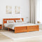 vidaXL Bed Frame with Headboard Wax brown 200 x 200 cm Solid pine wood