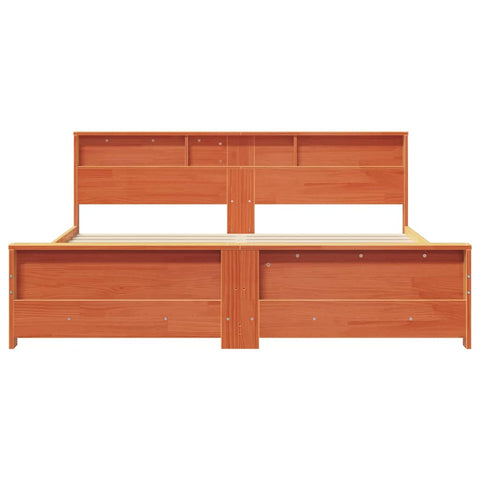 vidaXL Bed Frame with Headboard Wax brown 200 x 200 cm Solid pine wood