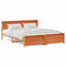 vidaXL Bed Frame with Headboard Wax brown 200 x 200 cm Solid pine wood