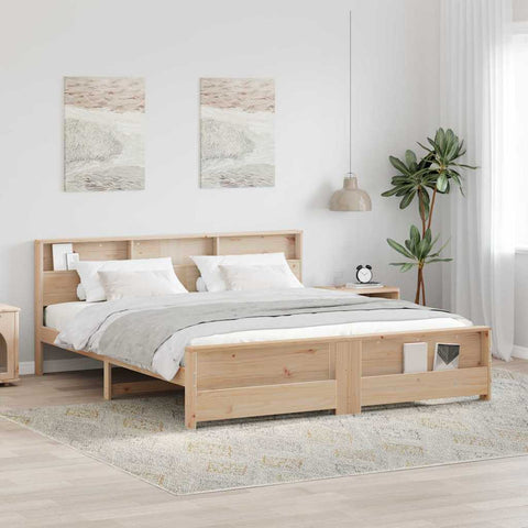 vidaXL Bed Frame with Headboard Brown 180 x 200 cm Solid pine wood