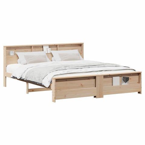 vidaXL Bed Frame with Headboard Brown 180 x 200 cm Solid pine wood