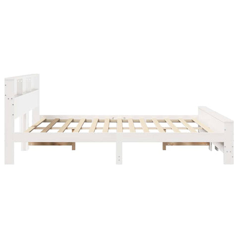 vidaXL Bed Frame with Headboard White 180 x 200 cm Solid pine wood