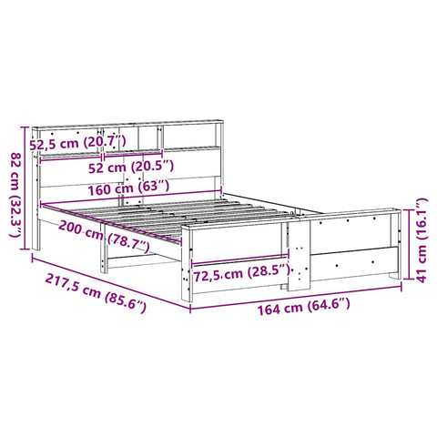 vidaXL Bed Frame with Headboard Brown 160 x 200 cm Solid pine wood