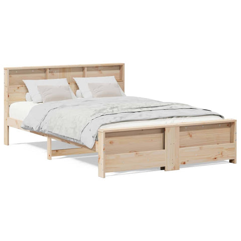 vidaXL Bed Frame with Headboard Brown 160 x 200 cm Solid pine wood