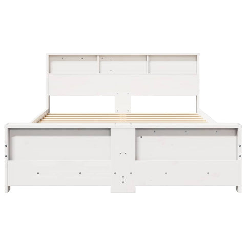 vidaXL Bed Frame with Headboard White 160 x 200 cm Solid pine wood