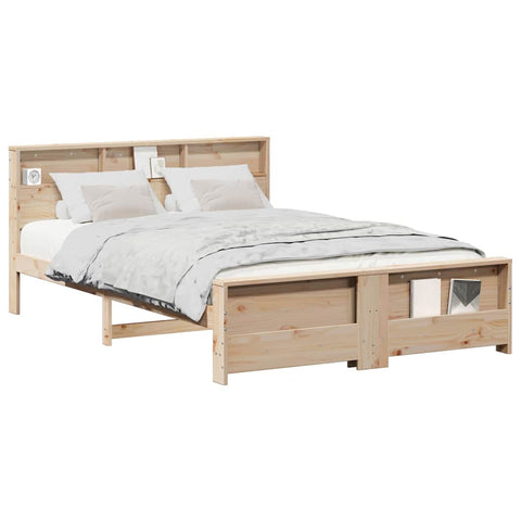 vidaXL Bed Frame with Headboard Brown 150 x 200 cm Solid pine wood