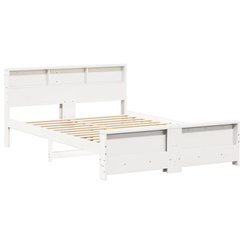 vidaXL Bed Frame with Headboard White 150 x 200 cm Solid pine wood