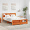 vidaXL Bed Frame with Headboard Wax brown 150 x 200 cm Solid pine wood