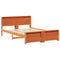 vidaXL Bed Frame with Headboard Wax brown 150 x 200 cm Solid pine wood