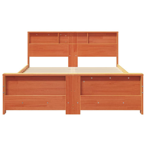 vidaXL Bed Frame with Headboard Wax brown 150 x 200 cm Solid pine wood