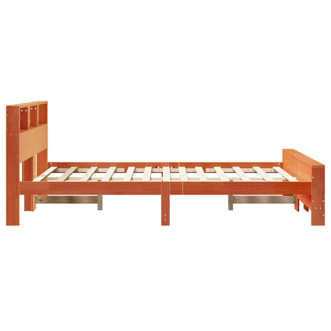 vidaXL Bed Frame with Headboard Wax brown 150 x 200 cm Solid pine wood
