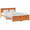 vidaXL Bed Frame with Headboard Wax brown 150 x 200 cm Solid pine wood