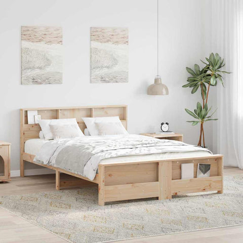 vidaXL Bed Frame with Headboard Brown 140 x 200 cm Solid pine wood