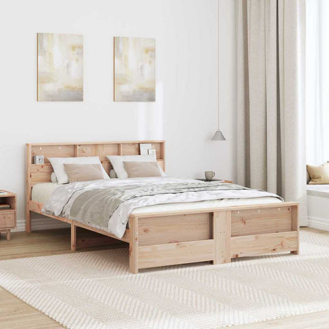 vidaXL Bed Frame with Headboard Brown 140 x 200 cm Solid pine wood