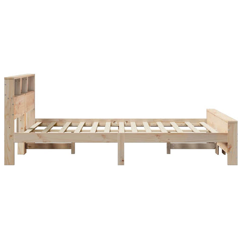 vidaXL Bed Frame with Headboard Brown 140 x 200 cm Solid pine wood