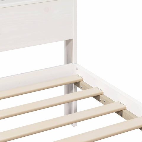 vidaXL Bed Frame with Headboard White 140 x 200 cm Solid pine wood