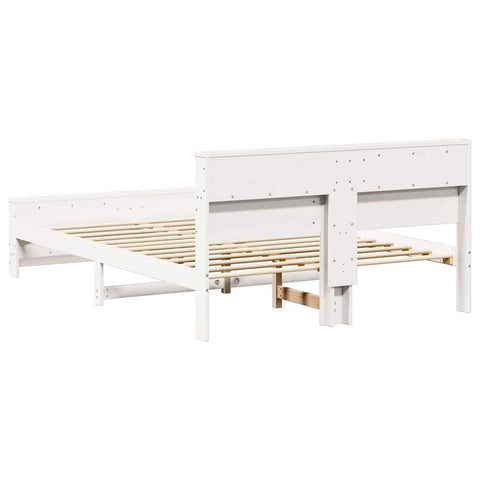 vidaXL Bed Frame with Headboard White 140 x 200 cm Solid pine wood