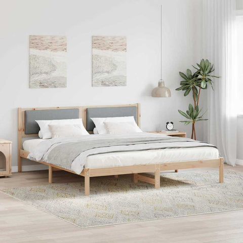 vidaXL Bed Frame Light Grey 200 x 200 cm Solid Pine Wood
