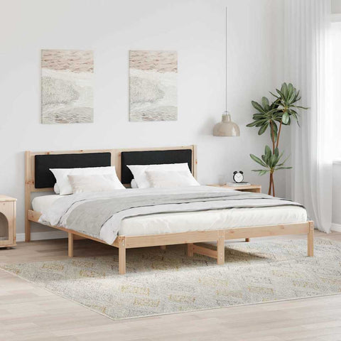 vidaXL Bed Frame with Headboard Black 200 x 200 cm Solid Pine Wood