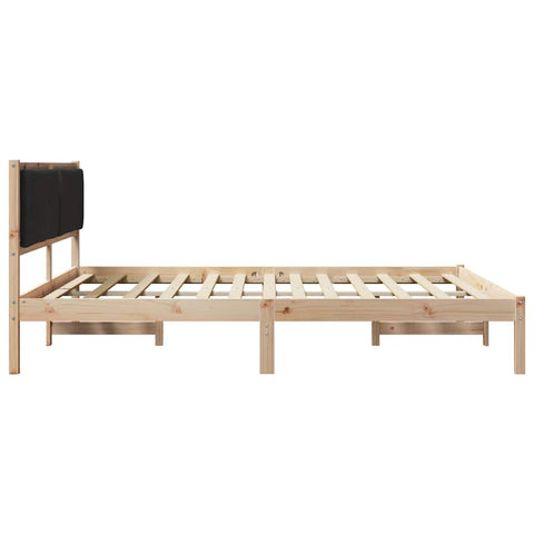 vidaXL Bed Frame with Headboard Black 200 x 200 cm Solid Pine Wood