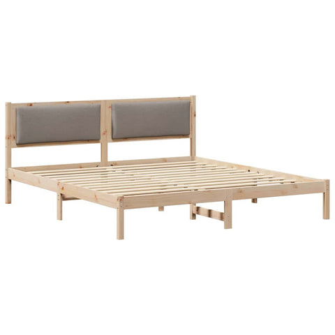 vidaXL Bed Frame with Headboard Taupe 200 x 200 cm Solid Pine Wood
