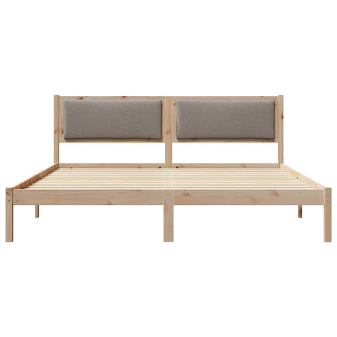 vidaXL Bed Frame with Headboard Taupe 200 x 200 cm Solid Pine Wood