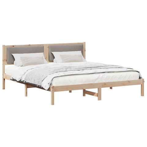 vidaXL Bed Frame with Headboard Taupe 200 x 200 cm Solid Pine Wood