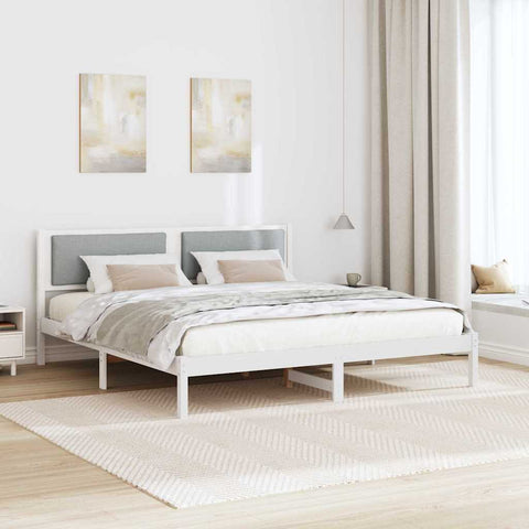 vidaXL Bed Frame Light Grey 200 x 200 cm Solid Pine Wood