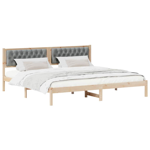 vidaXL Bed Frame with Headboard Light Grey 200 x 200 cm Fabric