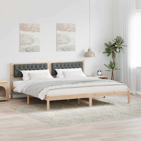 vidaXL Bed Frame with Headboard Dark Grey 200 x 200 cm Fabric