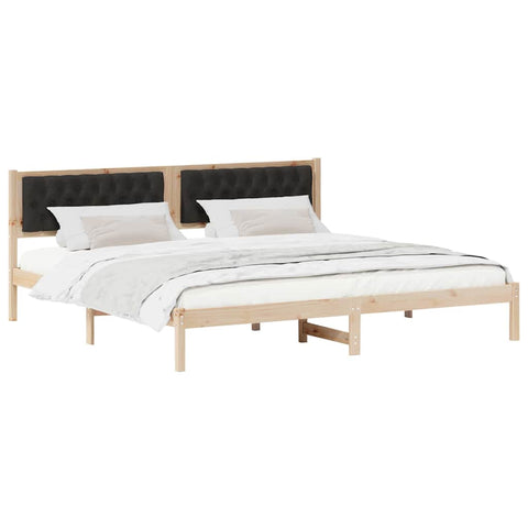 vidaXL Bed Frame with Headboard Black 200 x 200 cm Fabric