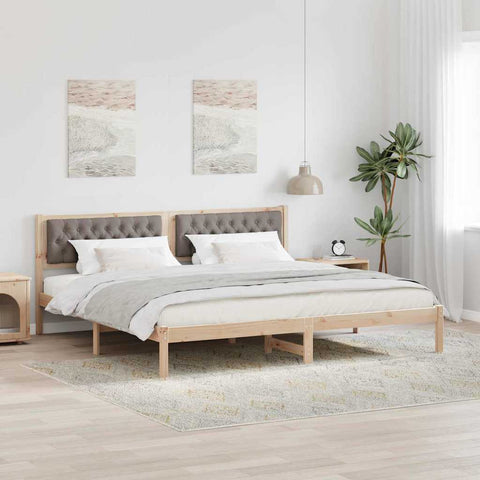 vidaXL Bed Frame with Headboard Taupe 200 x 200 cm Fabric