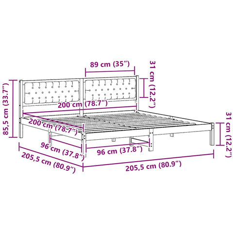 vidaXL Bed Frame with Headboard Taupe 200 x 200 cm Fabric