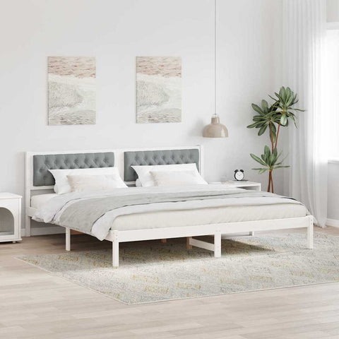 vidaXL Bed Frame with Headboard Light Grey 200 x 200 cm Fabric