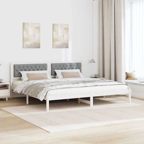 vidaXL Bed Frame with Headboard Light Grey 200 x 200 cm Fabric