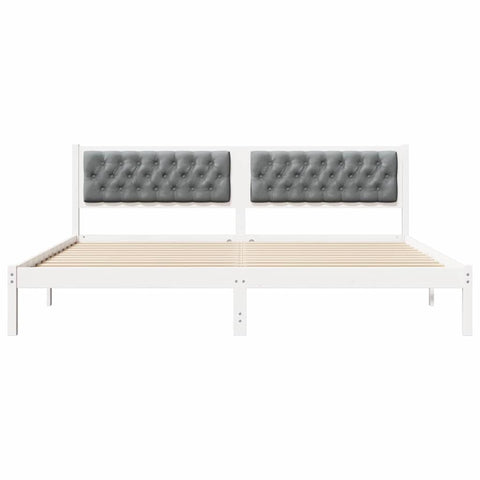 vidaXL Bed Frame with Headboard Light Grey 200 x 200 cm Fabric