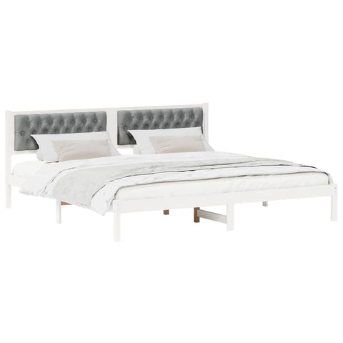 vidaXL Bed Frame with Headboard Light Grey 200 x 200 cm Fabric