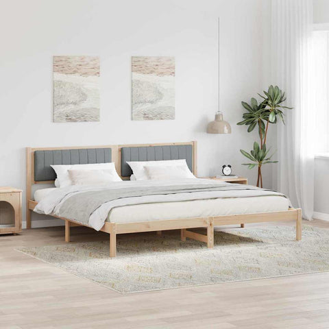 vidaXL Bed Frame Light Grey 200 x 200 cm Solid Pine Wood