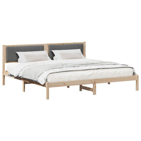 vidaXL Bed Frame with Headboard Dark Grey 200 x 200 cm Solid Pine Wood