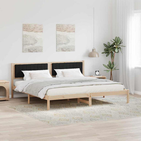 vidaXL Bed Frame with Headboard Black 200 x 200 cm Solid Pine Wood