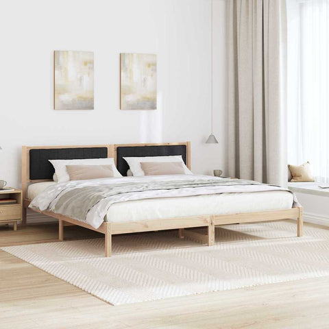 vidaXL Bed Frame with Headboard Black 200 x 200 cm Solid Pine Wood
