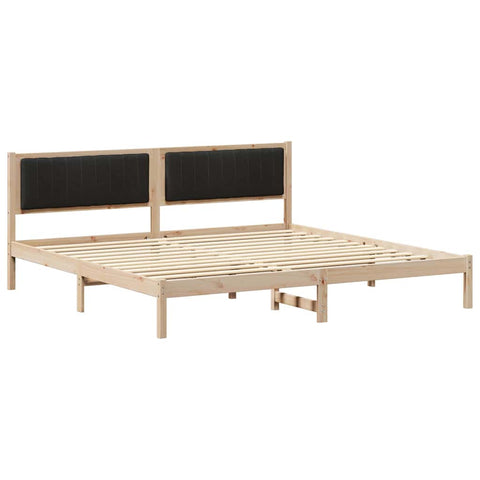 vidaXL Bed Frame with Headboard Black 200 x 200 cm Solid Pine Wood