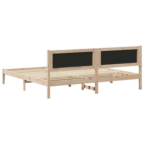 vidaXL Bed Frame with Headboard Black 200 x 200 cm Solid Pine Wood