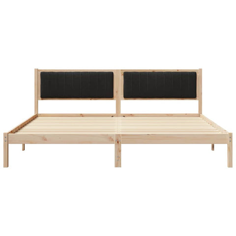 vidaXL Bed Frame with Headboard Black 200 x 200 cm Solid Pine Wood
