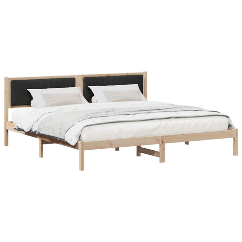 vidaXL Bed Frame with Headboard Black 200 x 200 cm Solid Pine Wood