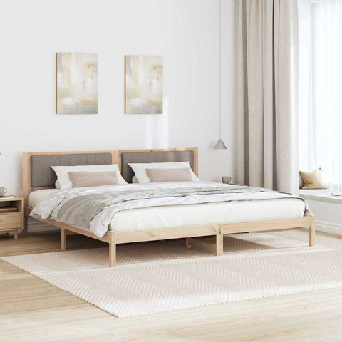 vidaXL Bed Frame with Headboard Taupe 200 x 200 cm Solid Pine Wood
