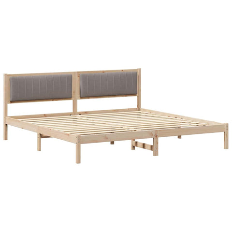 vidaXL Bed Frame with Headboard Taupe 200 x 200 cm Solid Pine Wood